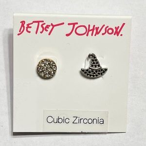 NEW Betsey Johnson Cubic Zirconia Mismatch Halloween Stud Earrings